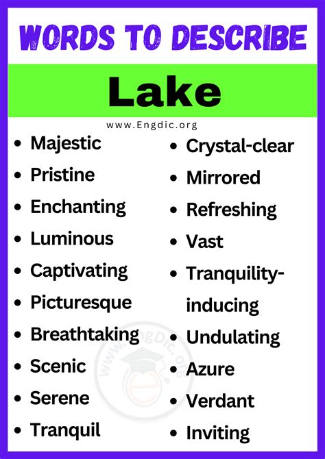 synonym lake|words associated with a lake.